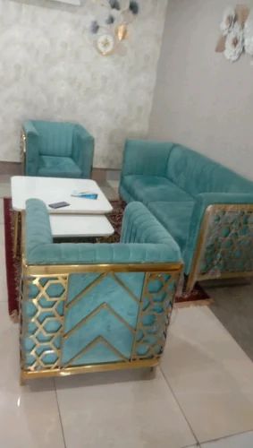 Gold stainless steel frame sofa set