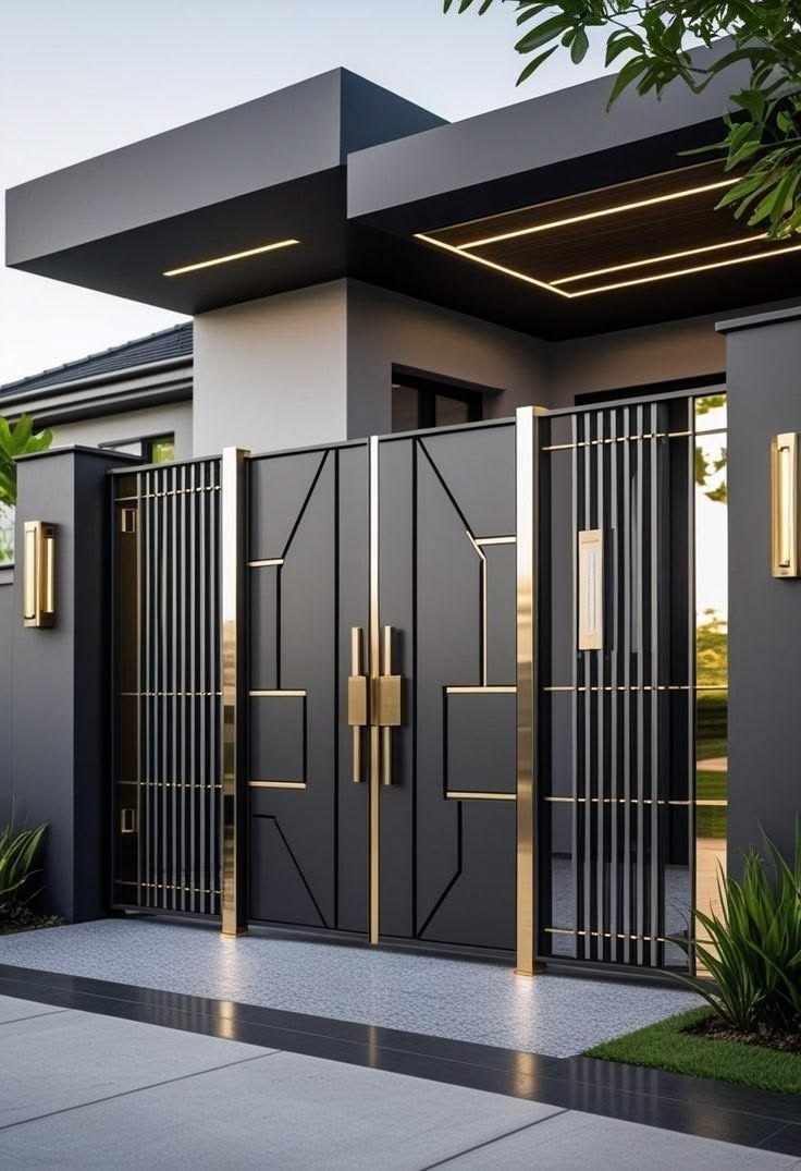 Black and gold gate