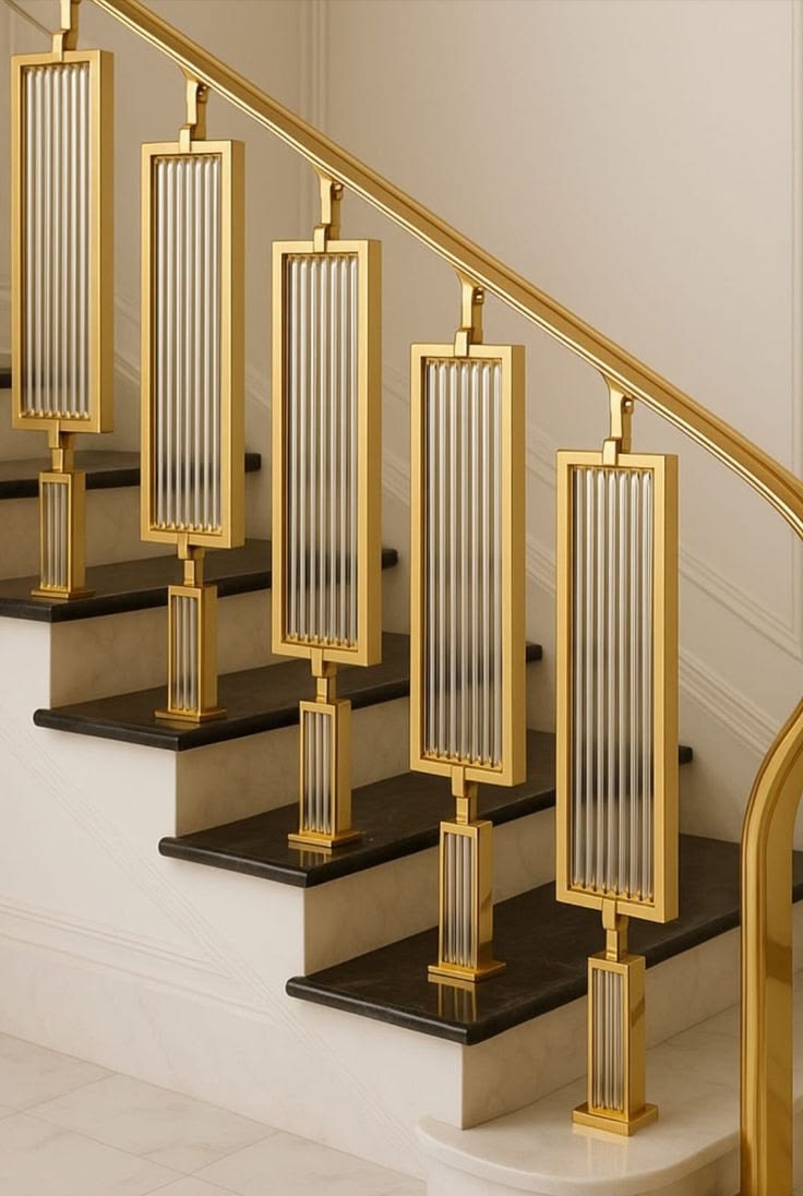 Gold glass-rod baluster railing